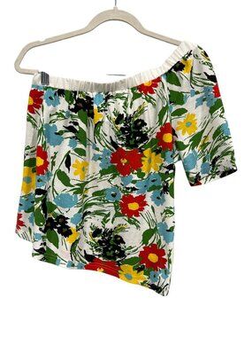 Porridge Anthropologie Larsa Top Small Floral One Shoulder Green Red Bohemian